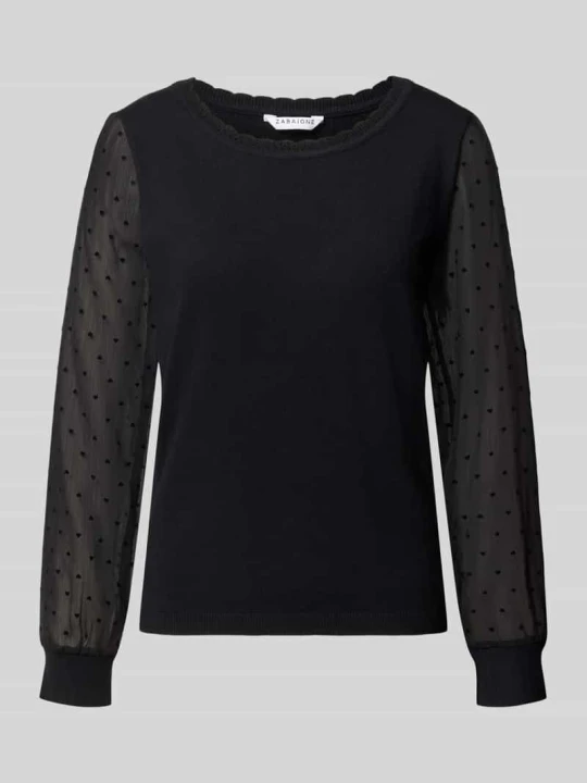 Zdjęcie produktu sweter z dzianiny w kroju regular fit z mieszanka wiskozy model 'Fr44anziska' ZABAIONE Czarny
