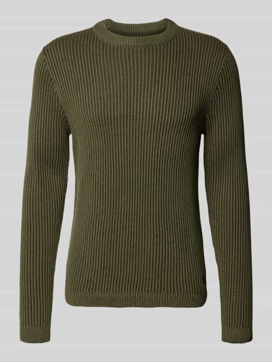 Zdjęcie produktu sweter z dzianiny w kroju slim fit z mieszanki bawełny model 'DOVER' Jack&Jones Oliwkowy