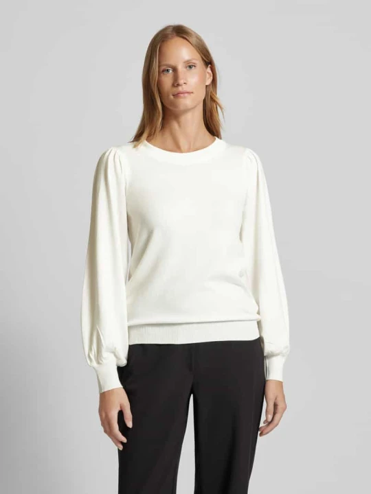 Zdjęcie produktu Sweter z dzianiny z bufiastymi rękawami model ‘Tamana Rachelle’ MSCH Copenhagen Złamany biały