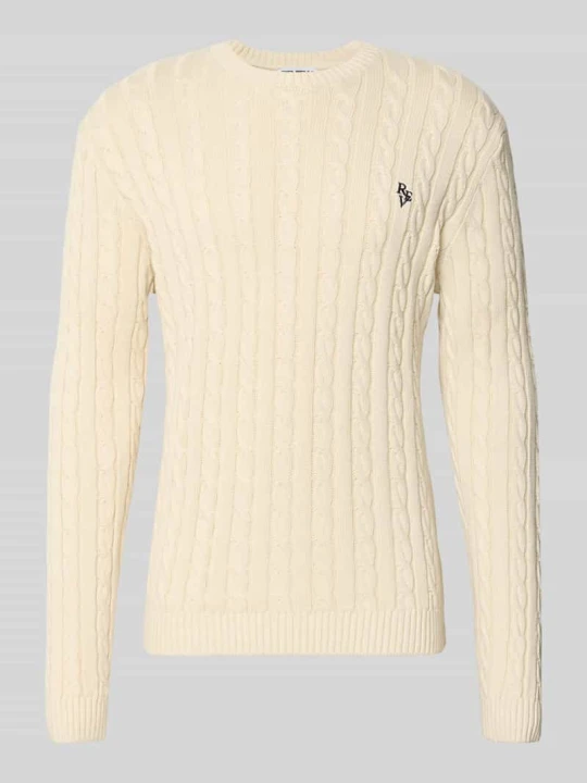 Zdjęcie produktu Sweter z dzianiny z czystej bawełny, krój slim fit REVIEW Écru
