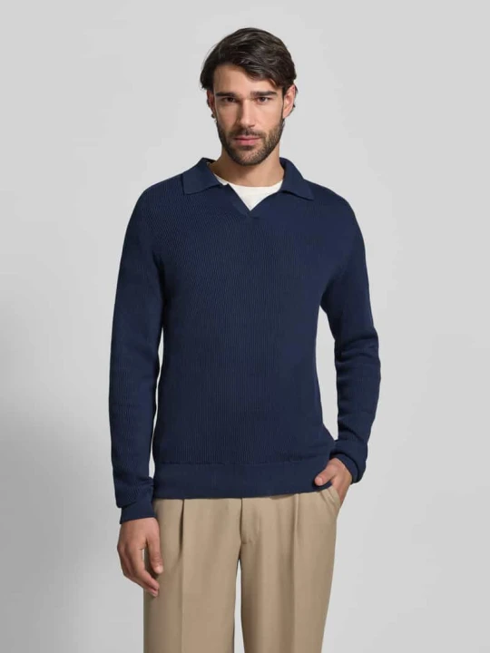 Zdjęcie produktu Sweter dzianinowy z czystej bawełny model 'NORDIN' Casual Friday Granatowy