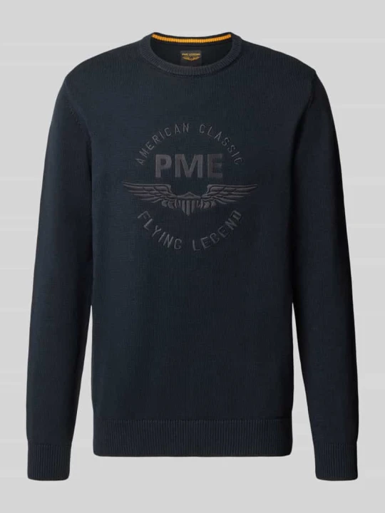 Zdjęcie produktu Sweter z dzianiny z czystej bawełny z wyhaftowanym logo PME Legend Granatowy