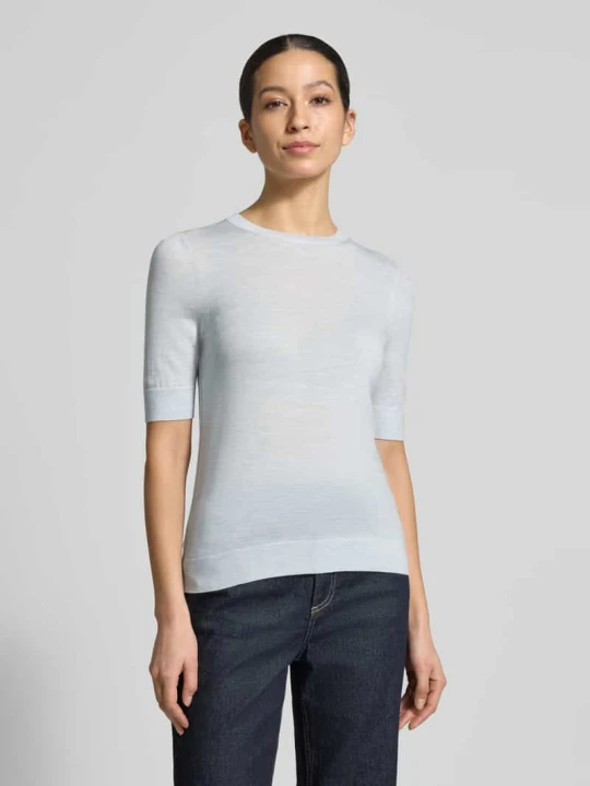 Zdjęcie produktu Sweter z dzianiny z czystej wełny dziewiczej o kroju shaped fit model 'Farbella' Boss Jasnoniebieski