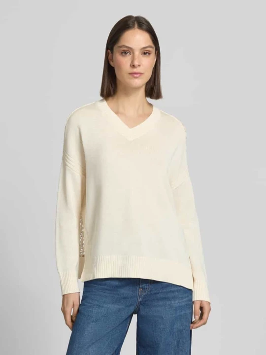 Zdjęcie produktu sweter z dzianiny z dekoltem w serek Armani Exchange Złamany biały