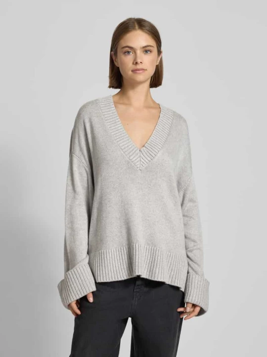Zdjęcie produktu Sweter z dzianiny o kroju loose fit z dodatkiem wełny Gina Tricot Jasnoszary melanż