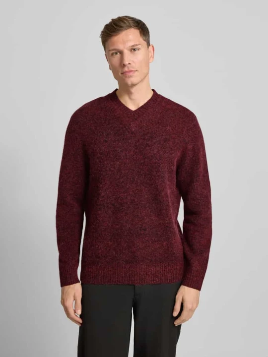 Zdjęcie produktu Sweter z dzianiny o kroju relaxed fit z domieszką wełny z alpaki model „FLOYD” Samsøe Samsøe Bordowy