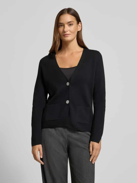 Zdjęcie produktu Kardigan rozpinany krój loose fit z dekolt w serek Christian Berg Czarny