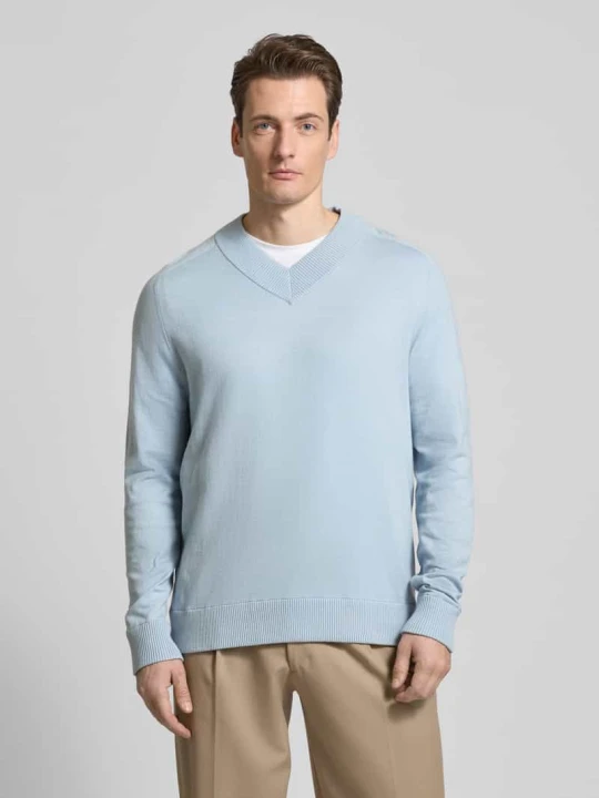 Zdjęcie produktu Sweter z dzianiny z dekoltem w serek model ‘Numir’ Drykorn Błękitny