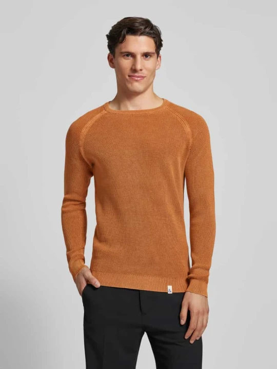 Zdjęcie produktu Sweter z dzianiny z detalami z logo Colours & Sons Pomarańczowy