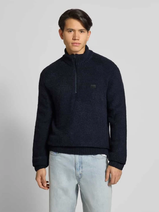 Zdjęcie produktu Sweter z dzianiny z detalem z logo G-Star Raw Ciemnoniebieski