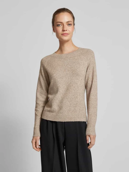 Zdjęcie produktu sweter z dzianiny o kroju regular fit z dekoltem typu crew neck model 'DOFFY' Vero Moda Beżowy melanż