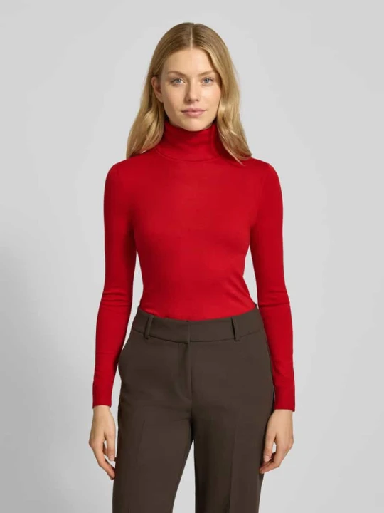 Zdjęcie produktu Sweter z golfem o kroju slim fit z dodatkiem jedwabiu model „ZOE” Lauren Ralph Lauren Czerwony
