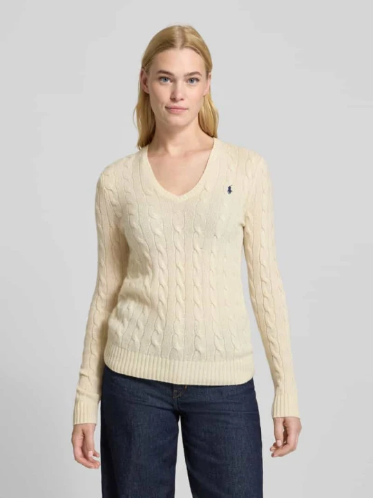 Zdjęcie produktu Sweter z dzianiny z domieszką kaszmiru model ‘KIMBERLY’ Polo Ralph Lauren Złamany biały