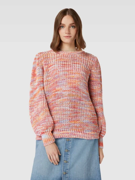 Zdjęcie produktu Sweter z dzianiny z efektem melanżu model ‘Linda’ Fransa Pomarańczowy