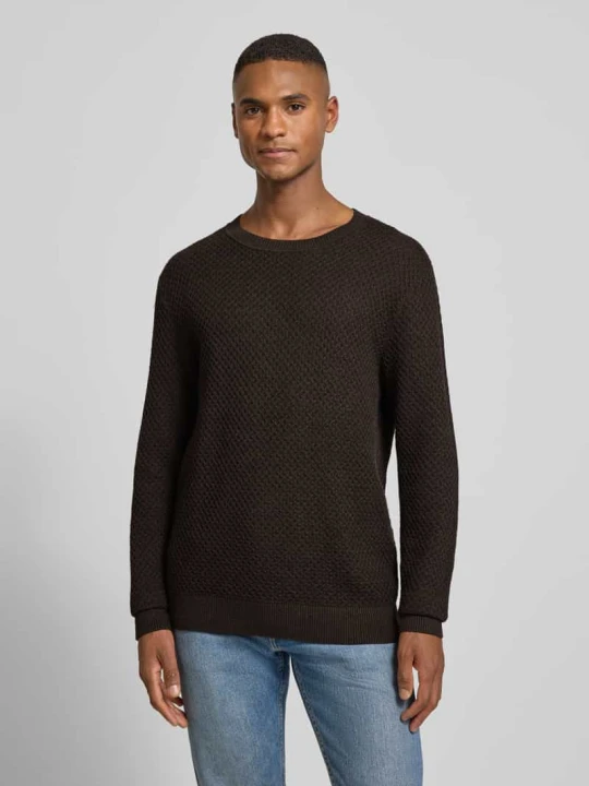 Zdjęcie produktu Sweter z dzianiny z fakturowanym wzorem model ‘BARKLEY’ Jack&Jones Czekoladowy