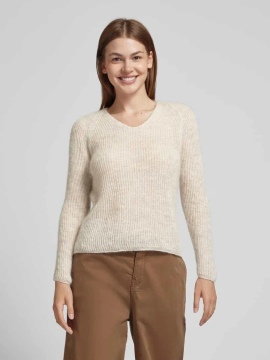 Zdjęcie produktu Sweter z dzianiny z fakturowanym wzorem model ‘FRESIS’ MM By Max Mara Beżowy