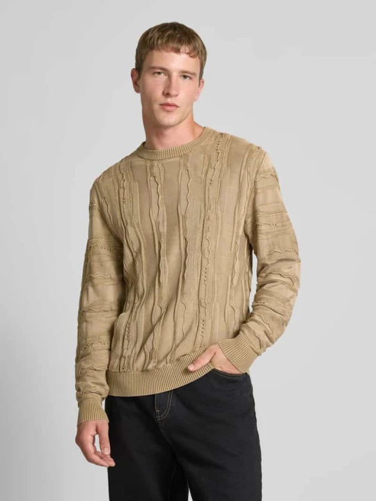 Zdjęcie produktu Sweter z dzianiny z fakturowanym wzorem model ‘Jamie’ Redefined Rebel Beżowy