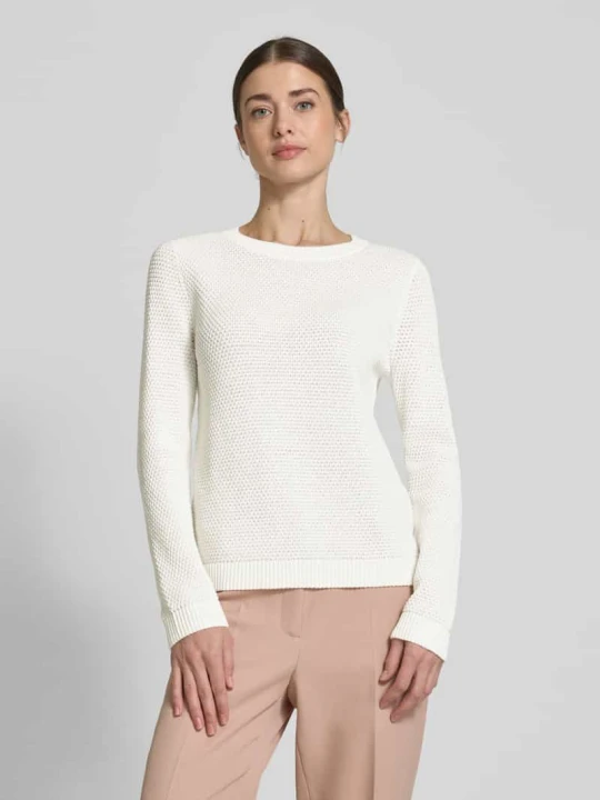 Zdjęcie produktu Sweter z dzianiny z fakturowanym wzorem model ‘Vidalo O-Neck’ Vila Złamany biały