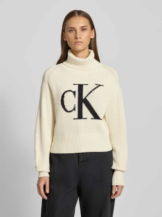 Zdjęcie produktu Sweter z dzianiny z golfem Calvin Klein Jeans Złamany biały