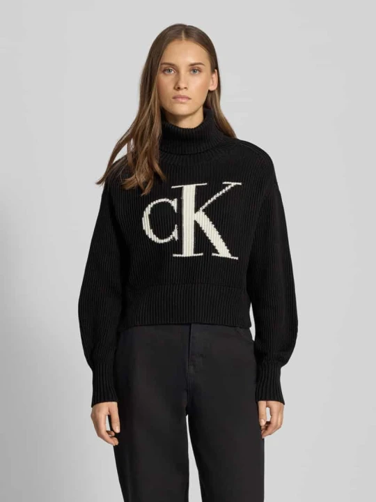 Zdjęcie produktu Sweter z dzianiny z golfem Calvin Klein Jeans Czarny