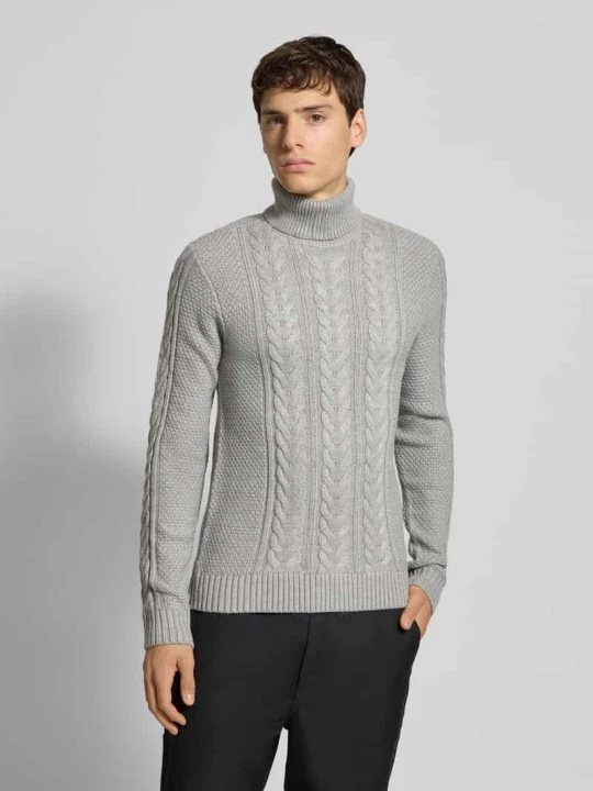 Zdjęcie produktu Sweter z dzianiny z golfem model ‘BASIM’ Blend Jasnoszary