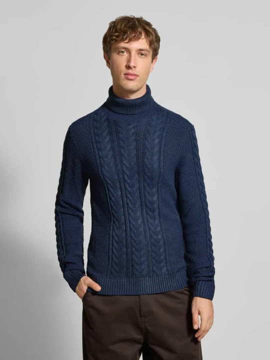 Zdjęcie produktu Sweter z dzianiny z golfem model ‘BASIM’ Blend Granatowy