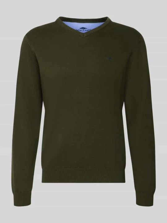 Zdjęcie produktu Sweter z dzianiny z haftem z logo FYNCH-HATTON Khaki