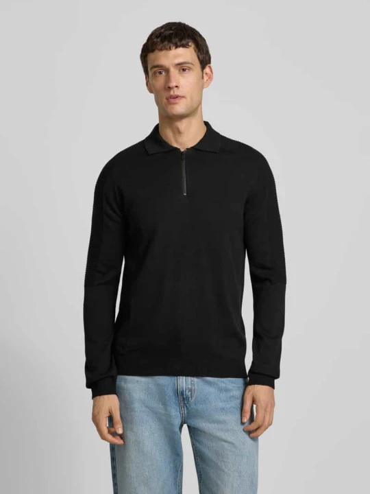 Zdjęcie produktu Sweter z dzianiny z kołnierzykiem polo Antony Morato Czarny