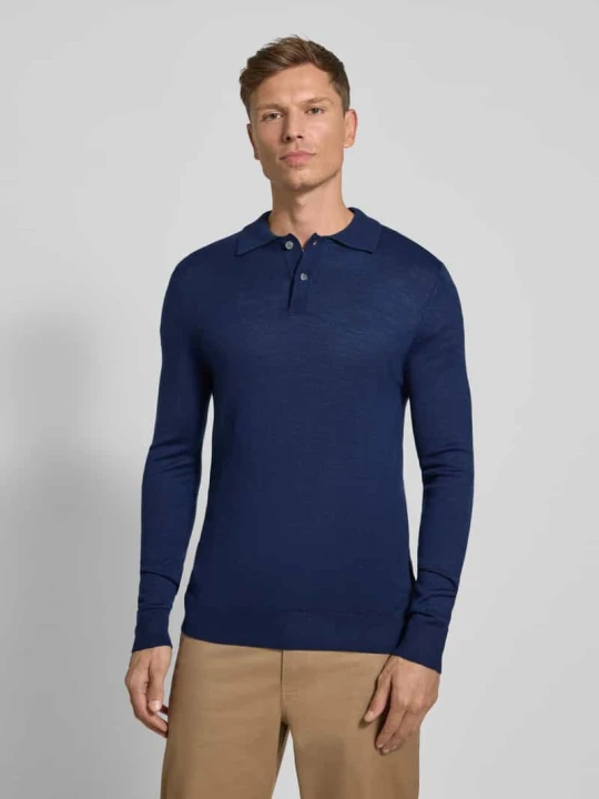 Zdjęcie produktu Sweter z dzianiny o kroju slim fit z mieszanki wełny Christian Berg Ciemnoniebieski melanż