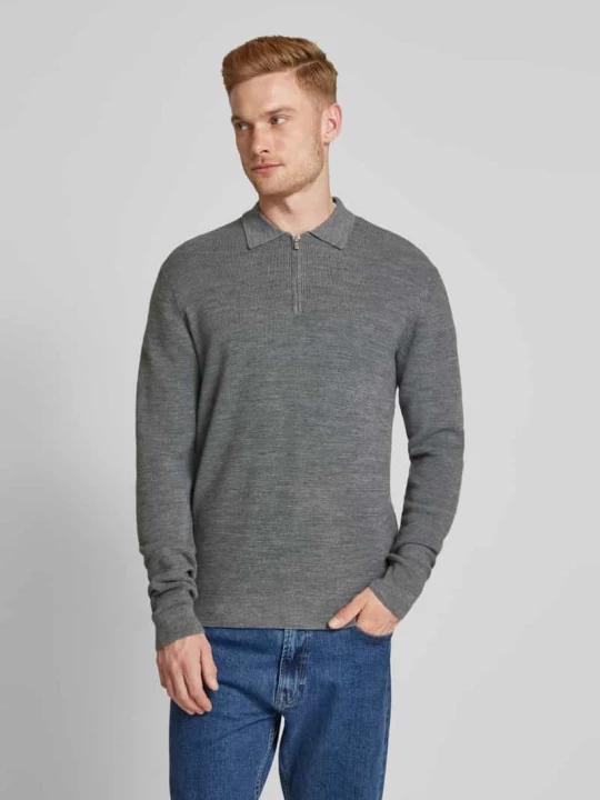 Zdjęcie produktu Sweter z dzianiny z kołnierzykiem polo Jack&Jones Średnioszary