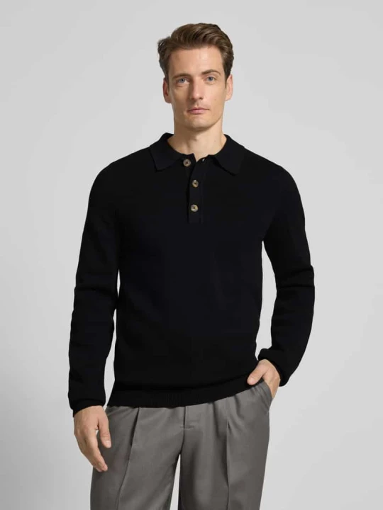 Zdjęcie produktu Sweter z dzianiny z kołnierzykiem polo model ‘ABEL’ Casual Friday Czarny