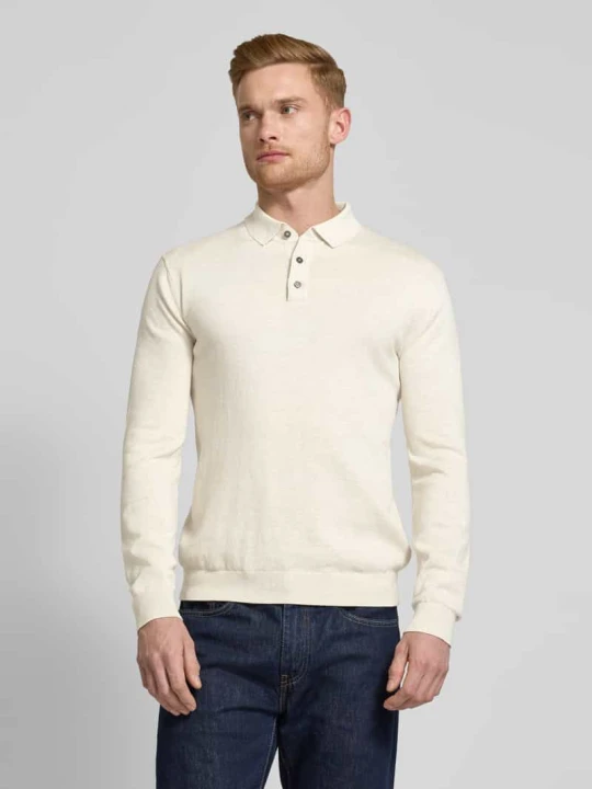 Zdjęcie produktu Sweter z dzianiny z kołnierzykiem polo model ‘Bassington’ Barbour Piaskowy