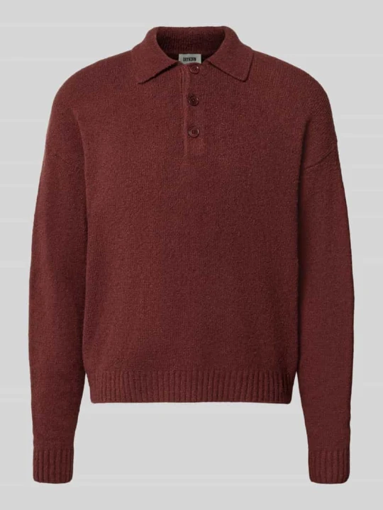 Zdjęcie produktu Sweter z dzianiny z kołnierzykiem polo model 'BEKKET' Drykorn Bordowy