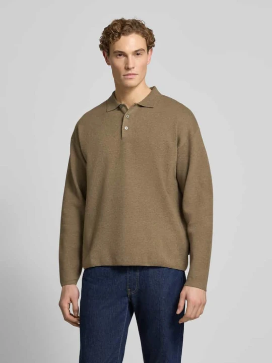 Zdjęcie produktu Sweter z dzianiny z kołnierzykiem polo model ‘BLABRADFORT’ Jack&Jones Jasnobrązowy