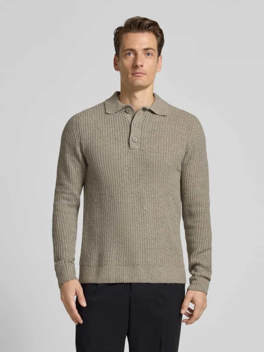 Zdjęcie produktu Sweter z dzianiny z kołnierzykiem polo model ‘GAHN’ Casual Friday Jasnoszary