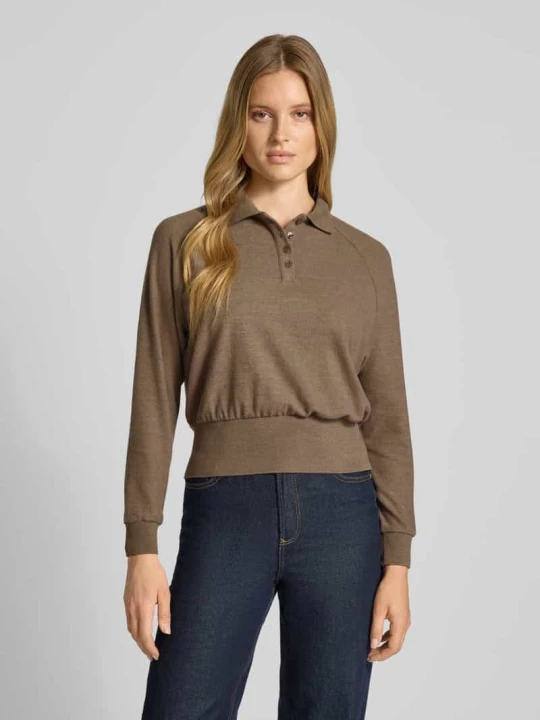 Zdjęcie produktu Sweter z dzianiny z kołnierzykiem polo model ‘Geigi’ Opus Jasnobrązowy