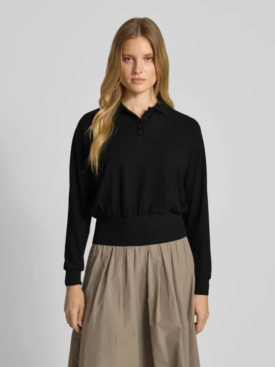 Zdjęcie produktu Sweter z dzianiny z kołnierzykiem polo model ‘Geigi’ Opus Czarny