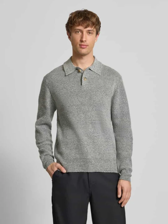 Zdjęcie produktu Sweter z dzianiny z kołnierzykiem polo model ‘NIXON’ Redefined Rebel Jasnoszary melanż
