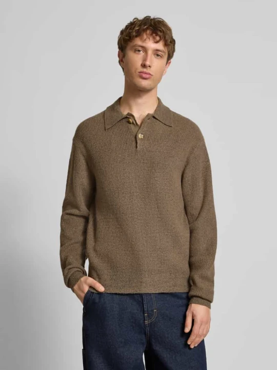 Zdjęcie produktu Sweter z dzianiny z kołnierzykiem polo model ‘NIXON’ Redefined Rebel Średniobrązowy melanż