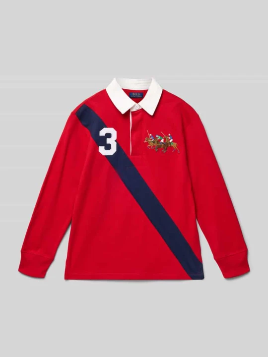 Zdjęcie produktu Sweter z dzianiny z kołnierzykiem polo Polo Ralph Lauren Czerwony