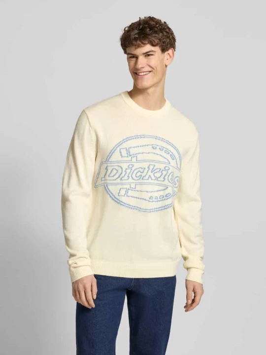 Zdjęcie produktu Sweter z dzianiny z logo i okrągłym dekoltem Dickies Złamany biały