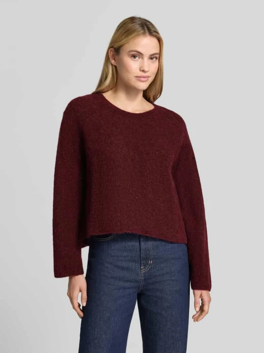 Zdjęcie produktu Sweter z dzianiny z mieszanki alpaki i lnu Model 'VITOW' American Vintage Bordowy