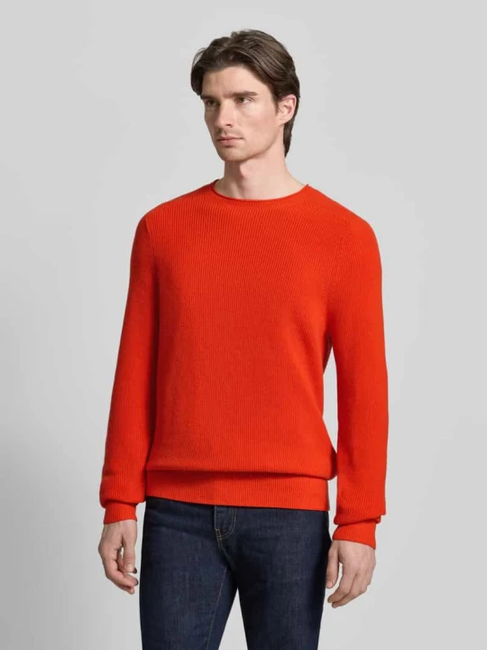 Zdjęcie produktu Sweter z dzianiny z Mieszanka bawełny i kaszmiru z prążkowanymi wykończeniami FTC Cashmere Czerwony