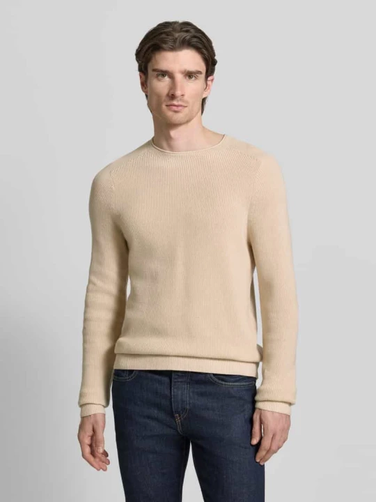 Zdjęcie produktu Sweter z dzianiny z Mieszanka bawełny i kaszmiru z prążkowanymi wykończeniami FTC Cashmere Beżowy