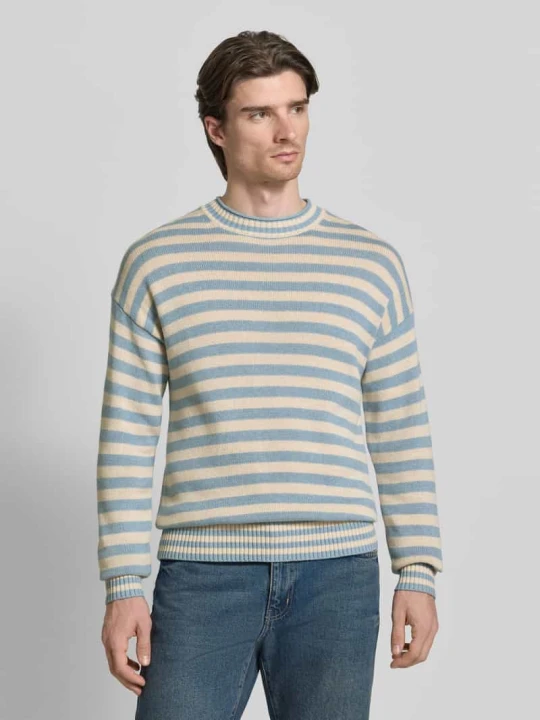 Zdjęcie produktu Sweter z dzianiny z Mieszanka bawełny i kaszmiru z prążkowanymi wykończeniami FTC Cashmere Jasnoniebieski