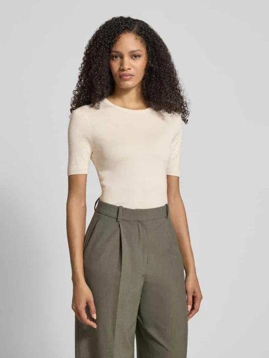 Zdjęcie produktu Sweter z dzianiny z mieszanki jedwabiu i bawełny w kroju slim fit model 'GABARRA' Weekend Max Mara Złamany biały