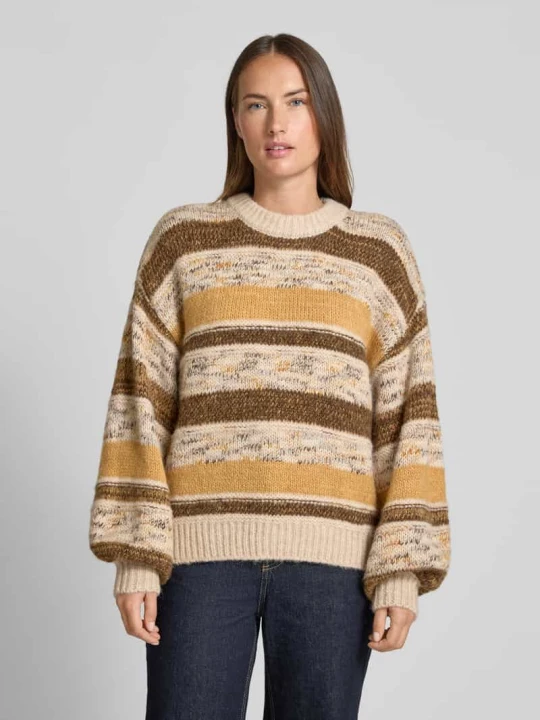 Zdjęcie produktu Sweter z dzianiny z mieszanki wełny lana model ‘Constance’ MSCH Copenhagen Musztardowy
