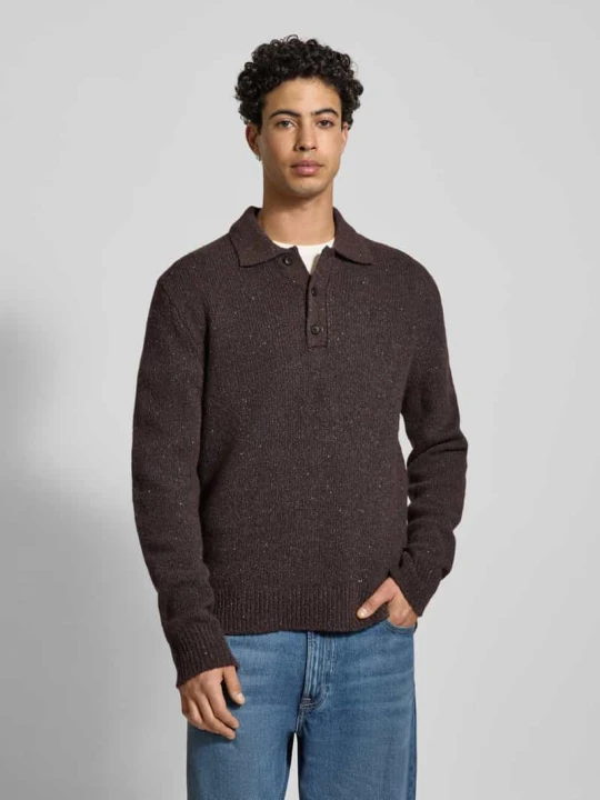 Zdjęcie produktu Sweter z dzianiny z Mieszanka wełny z Kołnierzyk polo Calvin Klein Jeans Ciemnobrązowy
