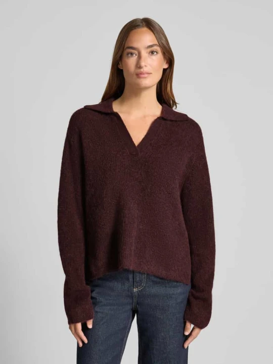 Zdjęcie produktu Sweter dzianinowy z mieszanki wełny i alpaki model 'Thora Aidy' MOS MOSH Bordowy