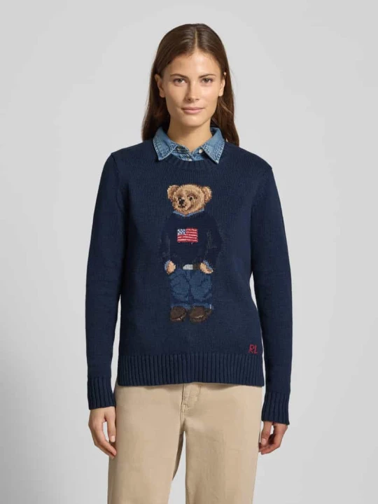 Zdjęcie produktu Sweter dzianinowy o kroju regular fit z mieszanki bawełny i lnu z Polo Bear Polo Ralph Lauren Granatowy